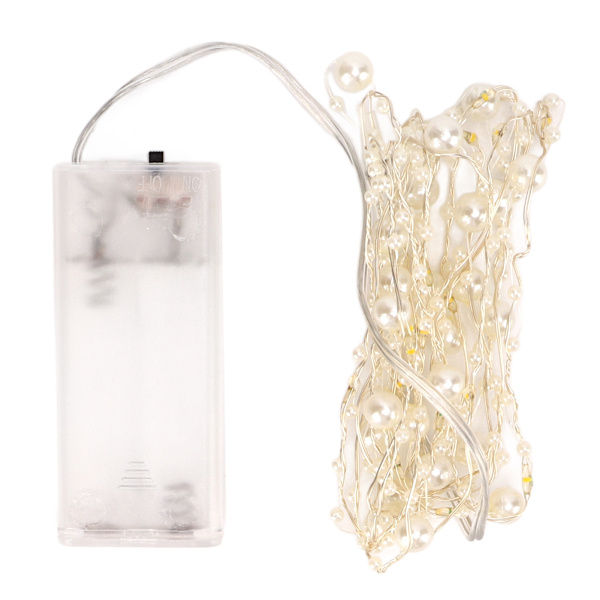 4st Pärlor Strängljus Vita pärlor DIY Attraktiv dekorativ plast Metall Lågspänning LED Strängljus