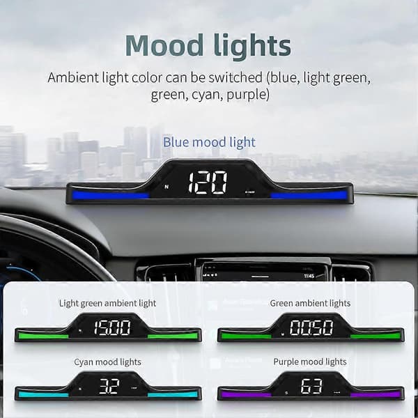 Bil HUD Digitalt Speedometer Overhastighedsalarm Køretøjsdisplay Bilinteriør Black