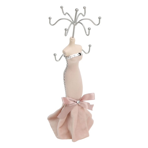 Modell Klänning Smycken Display Stativ Örhänge Halsband Ring Hållare Förvaring Organizer Hängande Tower Rack ljusrosa