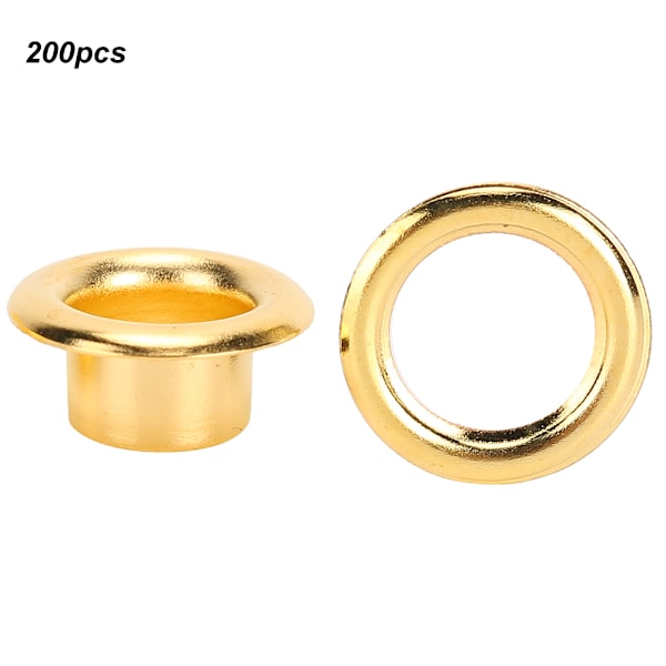 200 st 6 mm skor hål öljetter ihålig hål nit DIY handgjorda mässing guld lädertillbehör