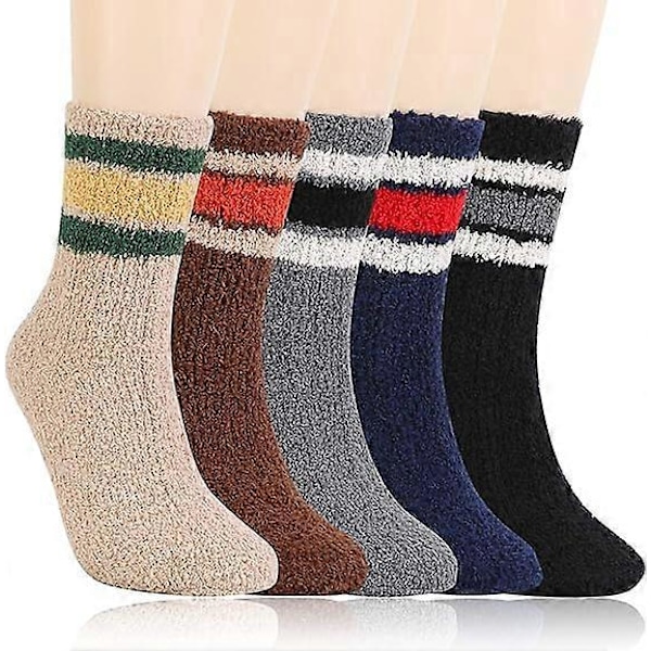 5 Par Fluffy Sokker, Herre Vinter Varme Fluffy Sokker Fuzzy Sokker Myke Tøffelsokker