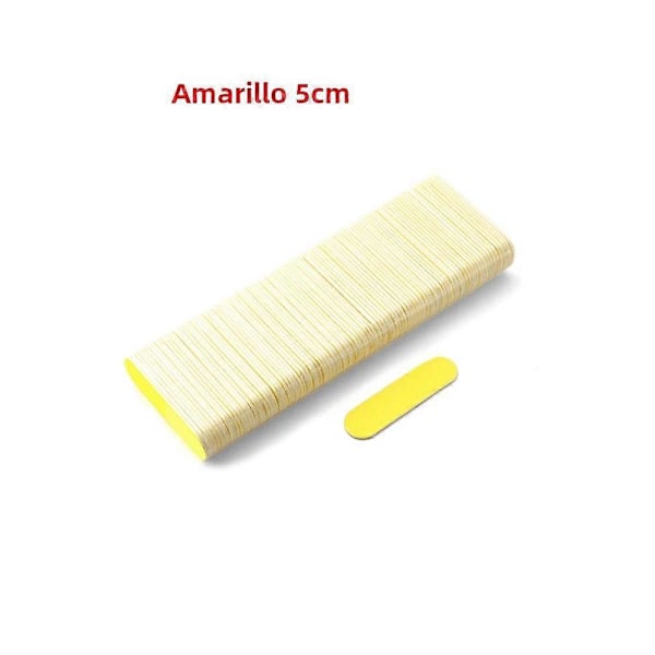 100 stk. Bærbar Dobbeltsidig Neglefil med Matt Finish Mini for Neglepleie og Manikyr Gul5CM