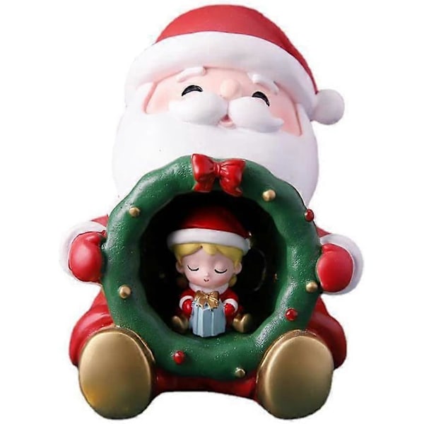 Mini Julenissefigurer Opplyst Resin Skrivebordsornamenter Juledekorasjonsleker Snømann, Nisse