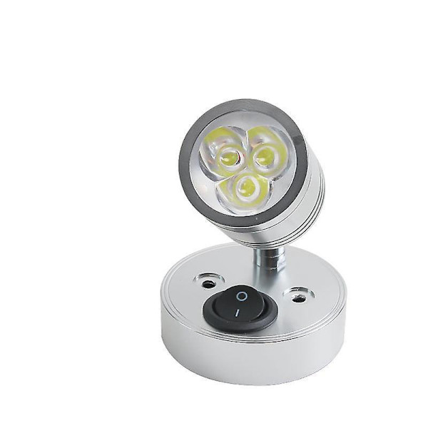 LED Väggmonterad Läslampa, 12V 3W Spotlight för Husbil, Båt, Husvagn, Lastbil - Sängbord Inre Belysningsarmatur med Strömbrytare (2-pack)