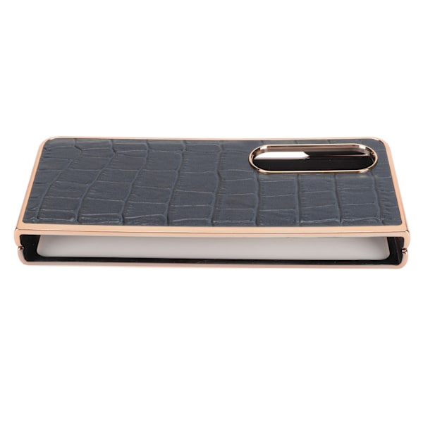 Fodral för Samsung Galaxy Z Fold 4 Nano Plating Krokodilskinnsmönster Äkta läder Repskydd Blå
