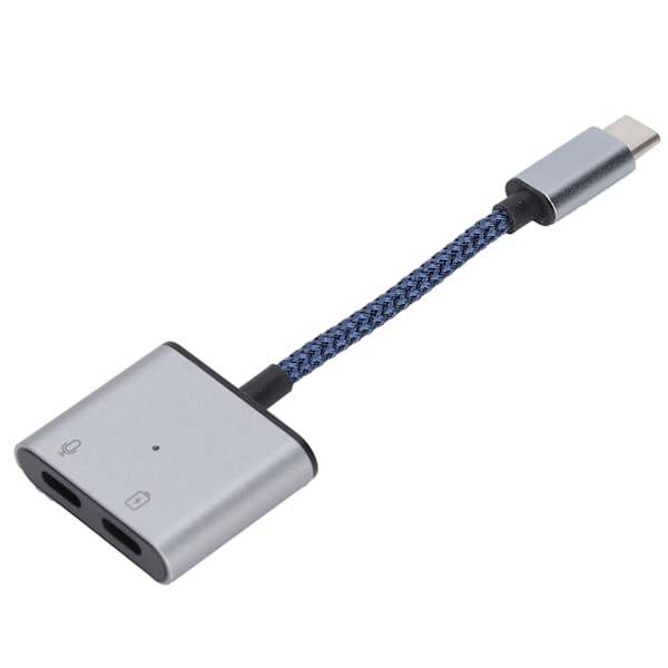 2-i-1 USB C til 3,5 mm lydadapter Type-C til AUX-stik med USB C PD 60W hurtigopladningsadapter Blå