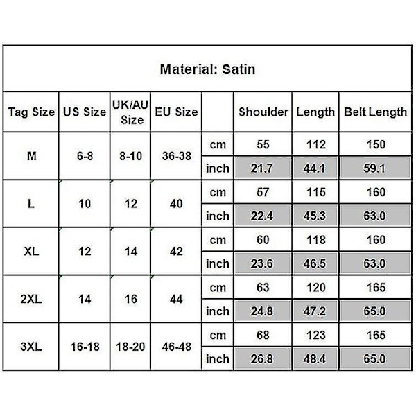 Luksus Silkki Satin Kimono Robe - Naisten Pitkä Bathrobe Yöasuun ja Yöasuun 3XL Valkoinen