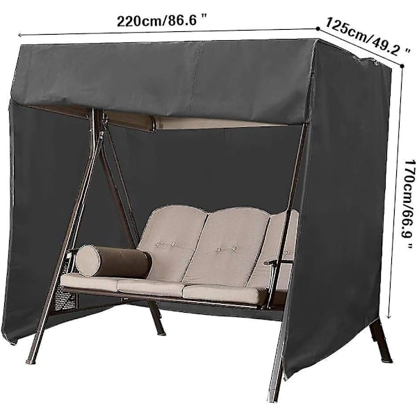 Outdoor Garden Swing vedenpitävä cover, Oxford kangas UV- cover Swingille, musta, 220 * 125 * 170 cm