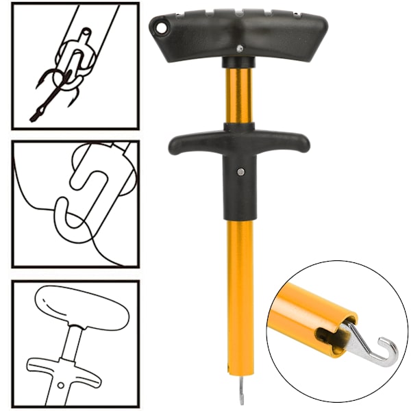 Bärbar TShape Krok Ta bort Verktyg Lossare Fiskkrok Extractor Havsfisketillbehör (guld)