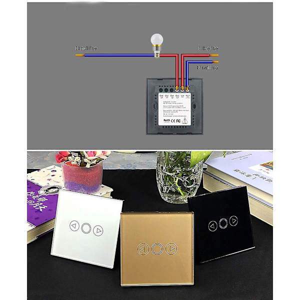 500W LED Touch Dimmer Switch Kristallpanel LED Ljusbrytare Vit