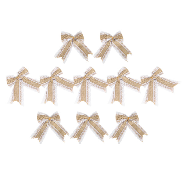 10 st Burlap Rosett Spets Ruched Rosett Handgjord Hantverk Jul Födelsedag Bröllopsdekoration