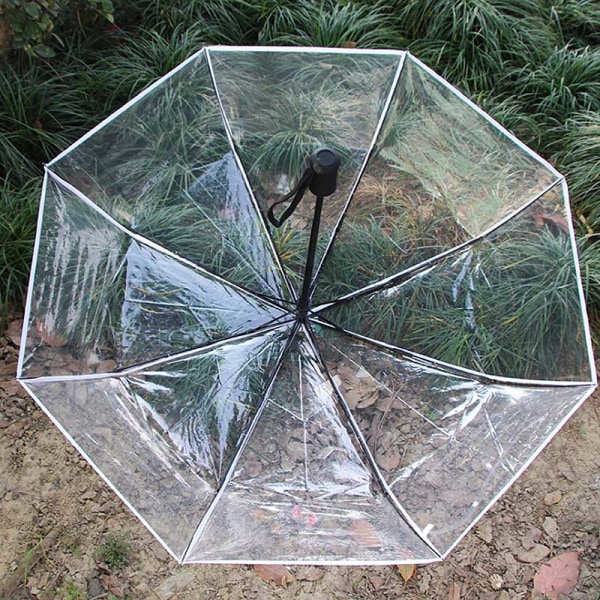Paraply Transparent Paraply Automatisk Transparent Tri Fold Paraply