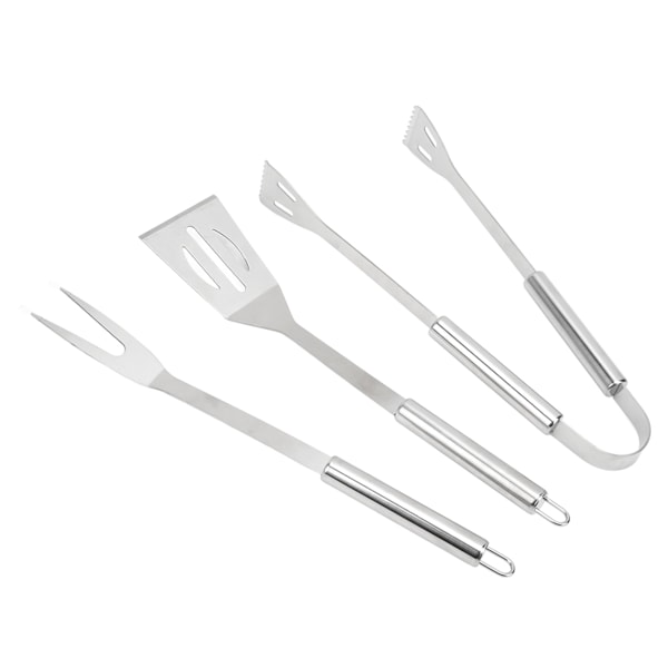 3PCS Grill Tools Set Utensils Set Rustfrit Stål Spatel Tang Gaffel BBQ Tools Set med Opbevaringspose til Madlavning Fest