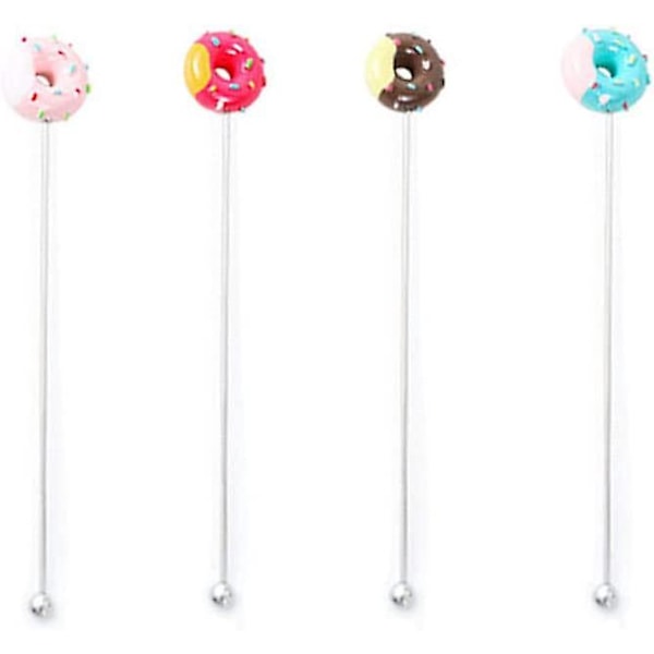 Rustfrie Stål Kaffeomrørere, Gjenbrukbare Swizzle Sticks for Cocktails og Drikker (Sett med 4)