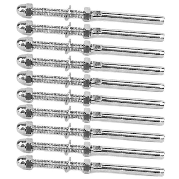 50 stk. Rustfrit Stål Håndliste Rækværk Kabelstrammer Gevind Stud Endefitting Til 1/8 Tommer Kabel Zekai