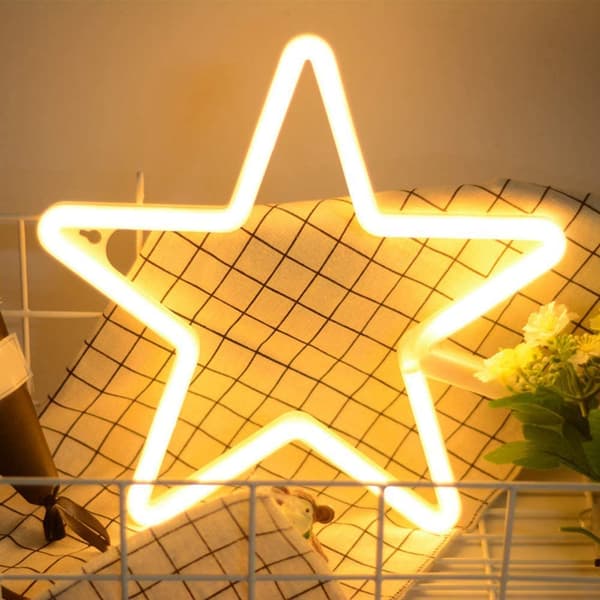 Stjerneformet LED Neonlys USB Nattlys for Hjemmefest Stue Veggdekor