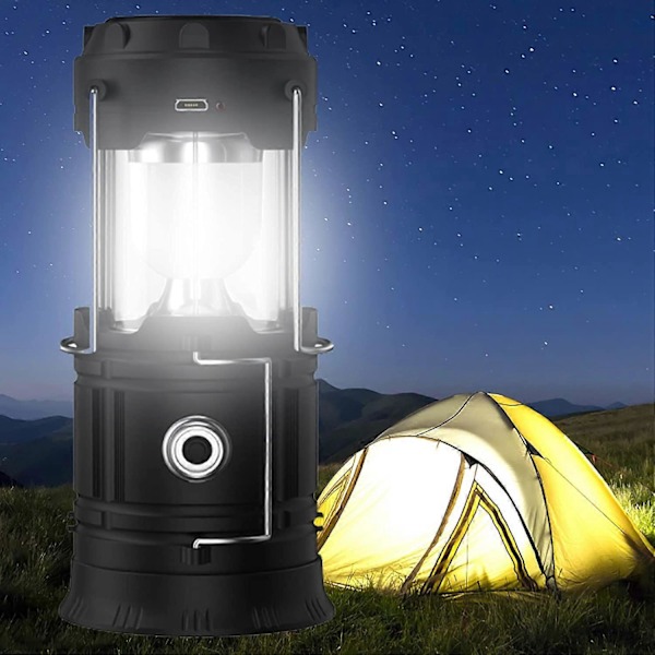 Bärbar LED Campinglykta - Ultraljus USB Uppladdningsbar Soldriven Batteridriven Lykta Ficklampa, för Camping, Vandring, Skjul Vid Strömavbrott