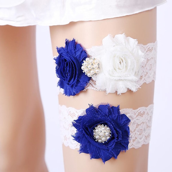 Spetsat Blommig Bröllopsstrumphållare Set Stretch Ben Accessoar för Brudar och Flickor