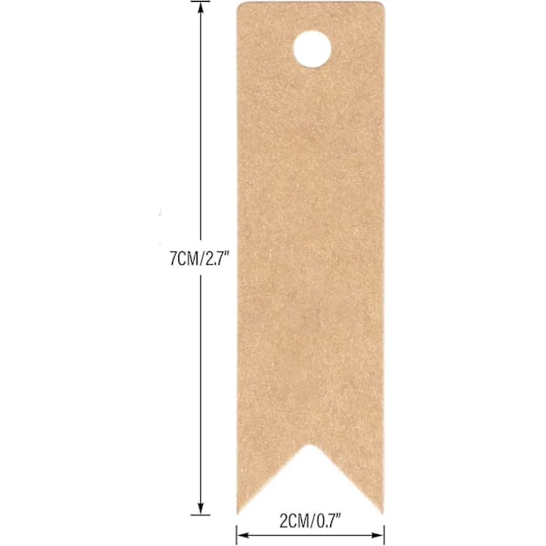 100 st Kraftetiketter, Presentetiketter, 7x2cm Kraftetiketter - Tomma Etiketter för Bröllop, Födelsedag, Jul - Med 10M Jutesnöre (Brun)