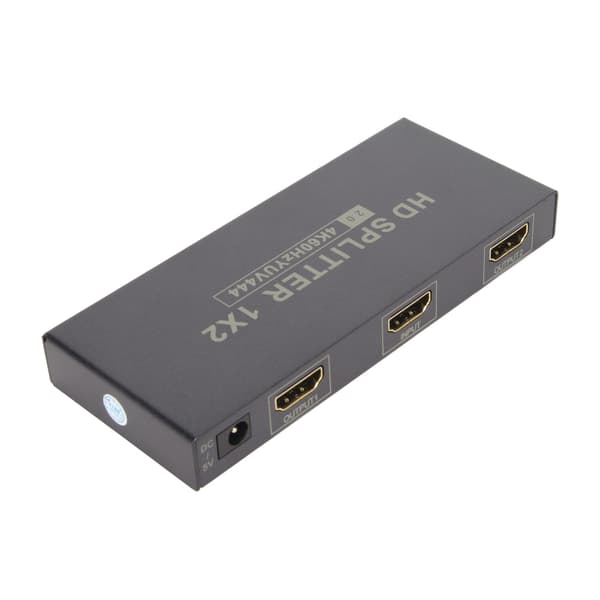 1x2 HD Multimedia Interface Splitter 4K 60Hz 18G HDCP2.2 RGB444 1 in 2 ut HD Multimedia Interface 2.0 Splitter 100‑240V EU-kontakt