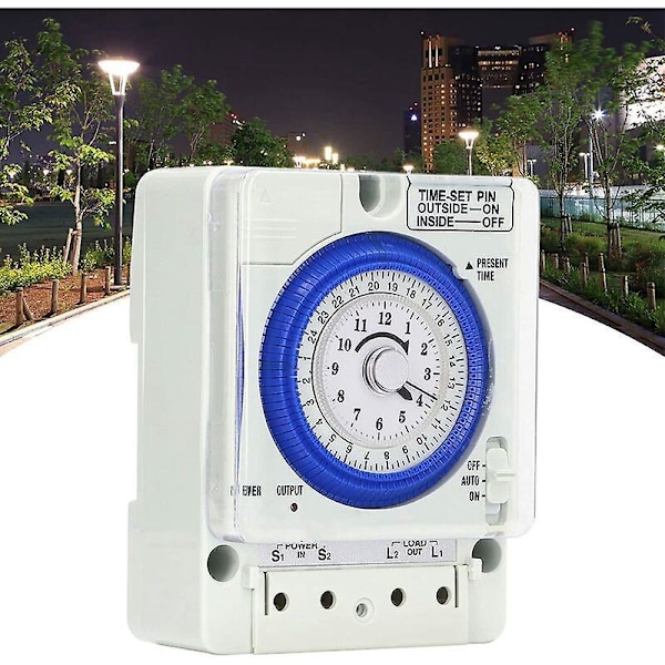 Programmerbar tidsbryter, mekanisk timer, 24 timers programmerbar standard DIN-skinne montert tidsbryterrelé, TB35N