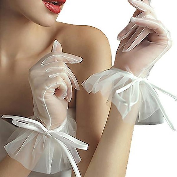 Elegante Ruffled Bryllupshansker til Bryllup og Anledninger