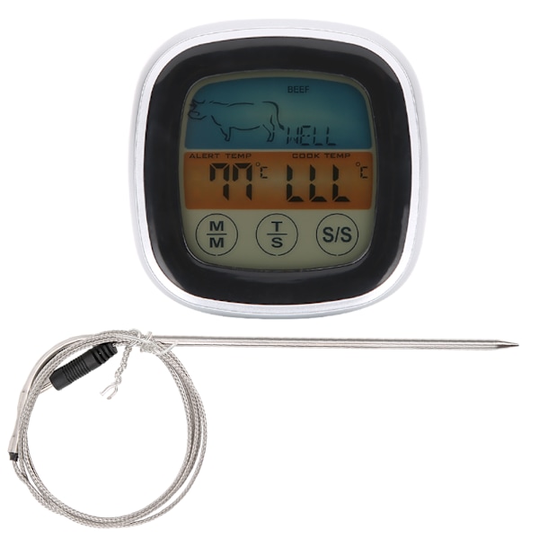 Kötttermometer Digital Display Touch Screen Kökstimer Gaffel för Grill BBQ Matlagning
