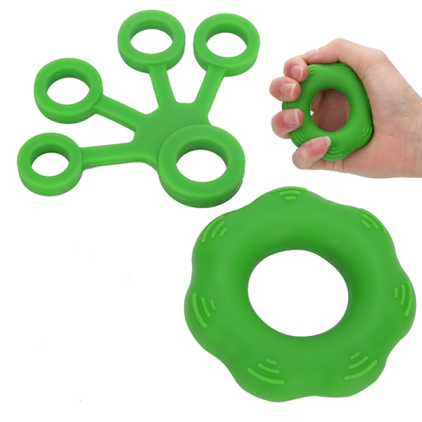 Finger Pull Ring Finger Træning Modstandsbælte Håndstyrke Træner Ring Expander Mørkegrøn