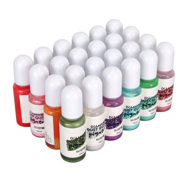 24 farger epoksyharpikspigment flytende epoksyfargeharpiksfargemiddel diamantstøvglitterpigment for små UV-harpiksformer