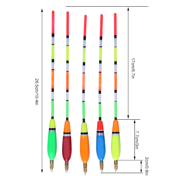 5 st Balsa träfiskeflöte Bobber Bite Indikator Fiskeutrustning (4+2g )