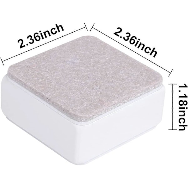Møbelbein i karbonstål, firkantet, svart, 6 cm bredt, selvklebende, øker høyden på senger, sofaer og skap med 3 cm, støtter 9000 kg
