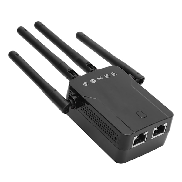 WIFI-langaton toistin 300M Internet-verkon signaalinvahvistin 2 Ethernet-portilla 4 antennia Musta 100-240VUS-pistoke