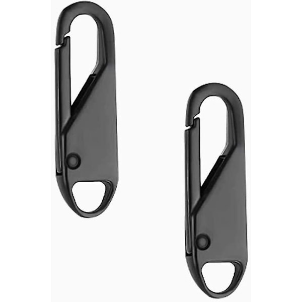 2 stk. lynlås-træk, aftagelig lynlås-fikserhoved, til rygsæk, frakke, jeans (sort, 37x11x 3,7 mm)