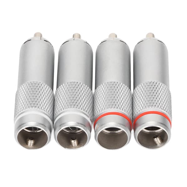 4 stk. RCA lydstik DIY forkromet lavt tab svejsning RCA hanstik til professionelt lydudstyr