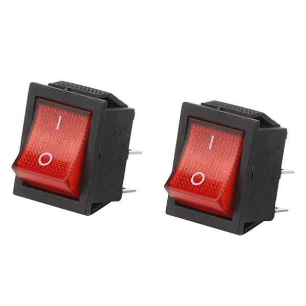 5 STK vippebryter 16A 250V 4-pins med rødt lys industrikontrolltilbehør 31 x 25 mm