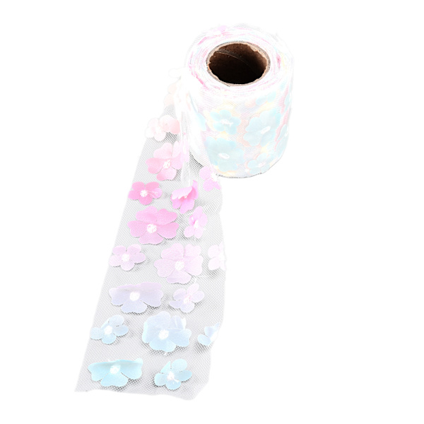 Blommor Tulle Rullar 8cm 10yd Utsökt Ljus Vacker DIY Flexibel Bred Applikation Tulle Rulle Spole TygGradient Rosa Gul