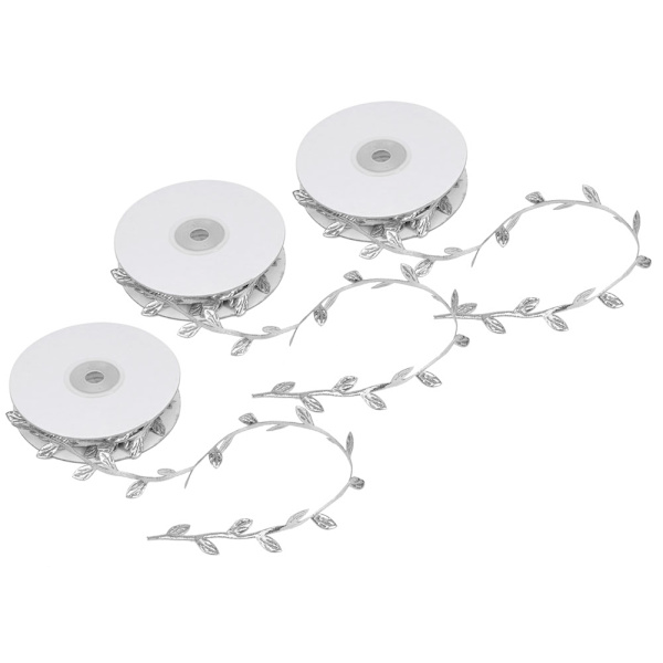 3 rullar konstgjorda blad vin DIY förskola hantverk bröllopsdekoration tillbehörSilver