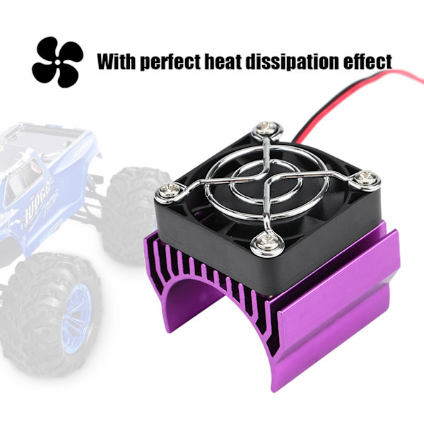 Køleplade med køleventilator til 1/10 skala elektrisk RC bil 540 / 550 / 3650 motor (lilla)