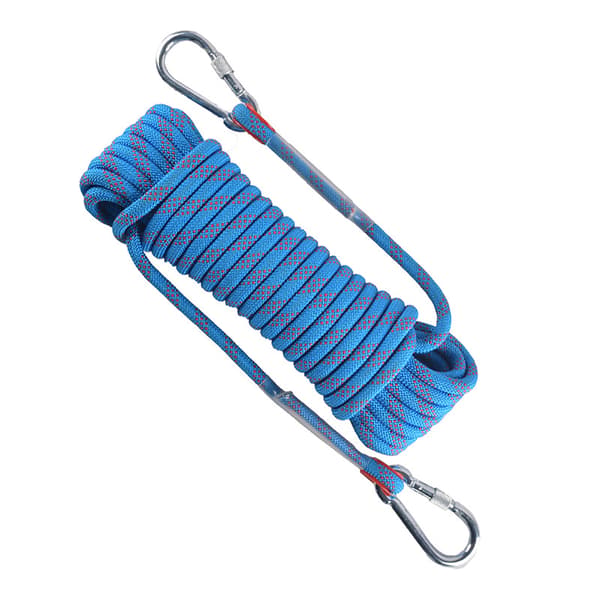 Sikkerhets Tau Multifunksjonelt Blått med Dobbel Kroker Polyester Rustfritt Stål Klatring Livline for Rappelling 10m/32.8ft