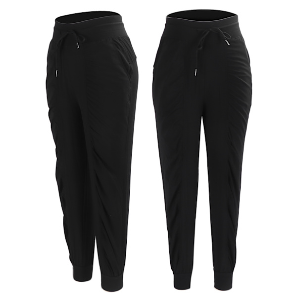 Løse joggingbukser med snøre til kvinder - Polyester Fitness Løse Stilfulde Joggere til Sport Løb Sort XXL