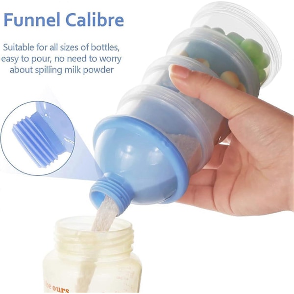 Mælkepulverdispenser, Formelbeholder, 4-lags Bærbar Mælkebeholder, Baby Snack Organizer til Rejser