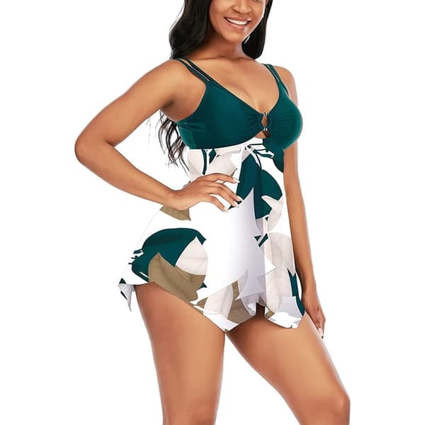 Tankini-badedragt til kvinder med mavekontrol, todelt, med nøglehulsdesign, badedragt til kvinder
