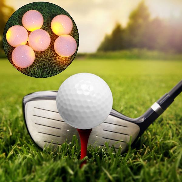 6 STK syntetisk gummi LED lysende golfbold lys attraktiv til nat træning i dagtimerne Orange