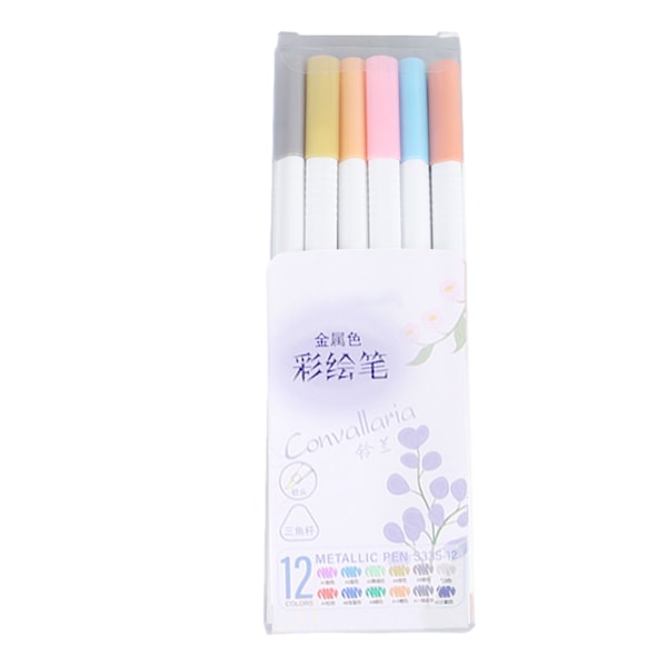 Metallic Maling Penne 12 Farver Blød Pen Tip Multifunktion Maling Marker Penne til Studerende Notering