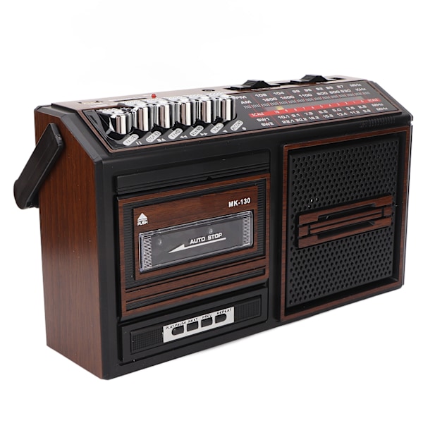 Kassettspiller Opptaker Full Band Støyfri Plug in Card AM FM Bærbar Radio for Eldre Barn Brun EU Plugg 220V