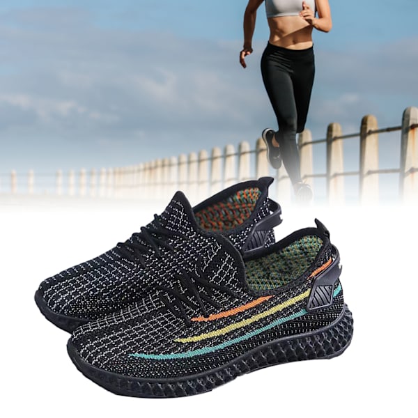 Sneaker 39 Koko Hengittävä Mesh Pehmeä Mukava Helppo Yhdistää Kävelykengät Naisille Päivittäiseen Käyttöön H06 Musta