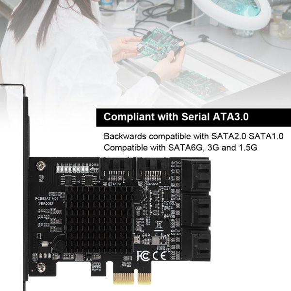 PCI-E til SATA3.0-kontrollerutvidelseskort 8-porters SATA3.0-grensesnittutvidelseskort