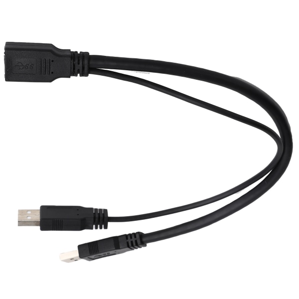 30 cm forlengelseskabel omformer hjelpestrøm USB 3.0 hunn til dobbel hann for 2,5 tommers mobil harddisk