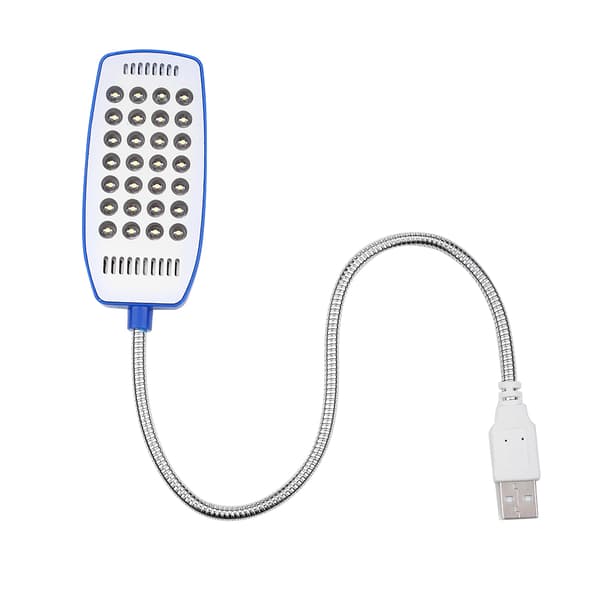 5V Fleksibel Svanehals Mini USB 28 LED Bærbar Leselampe Datamaskinlampe Med Bryter Blå