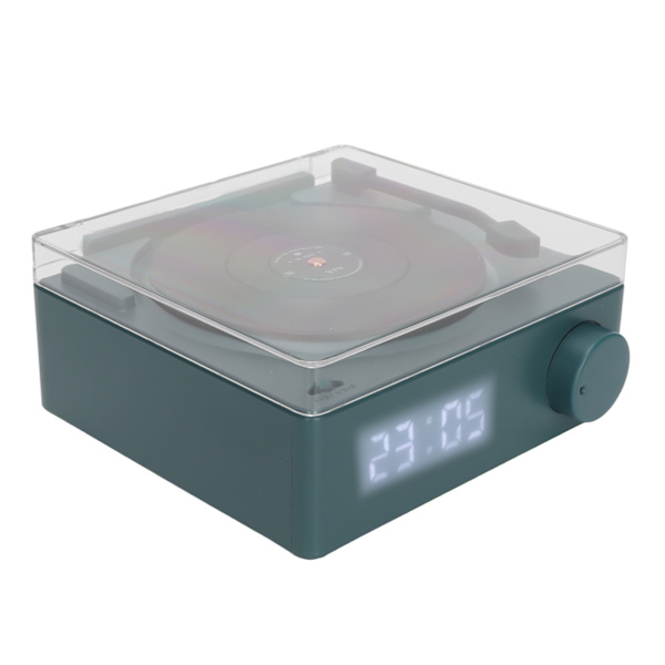 X11 Bluetooth Väckarklocka högtalare 360 ​​graders stereoljud Retro Roterande Vinyl Skiva Väckarklocka Högtalare DC 5V1A Svartgrön